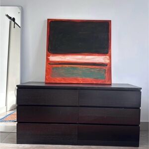 Abstract Painting with Black and Red Tones